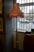 Brass Telescopic Standard Lamp and Shade