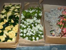 *Three Boxes Containing Artificial Flowers INcluding Blossoms and Roses