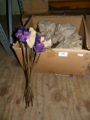 *Box Containing Twelve Bunches of Purple and Natural Floral Decorations with Seed Heads