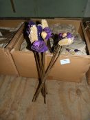 *Box Containing Twelve Bunches of Purple and Natural Floral Decorations with Seed Heads