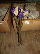*Box Containing Twelve Bunches of Purple and Natural Floral Decorations with Seed Heads