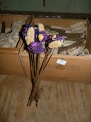 *Box Containing Twelve Bunches of Purple and Natural Floral Decorations with Seed Heads