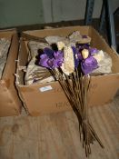 *Box Containing Twelve Bunches of Purple and Natural Floral Decorations with Seed Heads