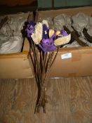 *Box Containing Twelve Bunches of Purple and Natural Floral Decorations with Seed Heads