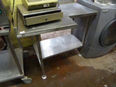 Stainless Steel Shaped Corner Table with Undershelf