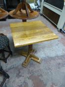 Golden Oak Square Pub Table on Pedestal Base