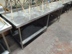 Large Stainless Steel Preparation Table with Uprise to Rear, Undershelf and Appliance Gap