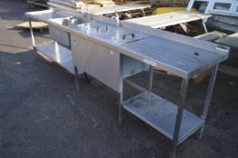Commercial Stainless Steel Sink Unit Complete with Sterilization Taps and Undershelf