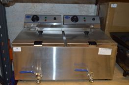 *Ace Catering Stainless Steel Countertop Two Basket, Two Compartment Electric Fryer