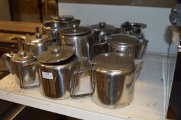 Twelve Stainless Steel Teapots and Jugs