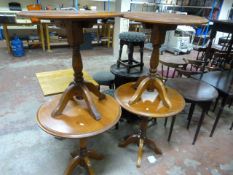 Four Circular Pine Pub Tables