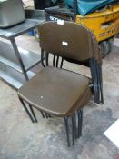Five Stackable Brown Chairs