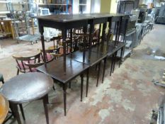 Eight Square Pub Tables and One Circular Pub Table on Reeded Column Tapered Legs