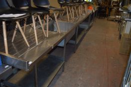 Large Commercial Single Bowl Sink Unit with Drawers, Under Shelves and Pillar Taps 177x30