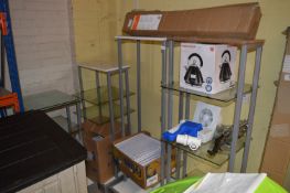 Four Sections of Plate Glass and Silver Shelving