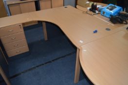 *L-Shaped Beech Effect Single Pedestal Desk