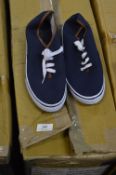 *Twenty Five Pairs of Converse Style Shoes (Blue and Tan) Size: 6