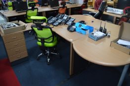 *L-Shaped Beech Effect Single Pedestal Desk