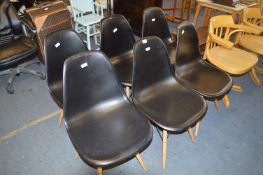 Set of Six Morris Contacts Furniture Black Seated Chairs