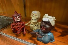 Three Cast Iron Penny Banks 