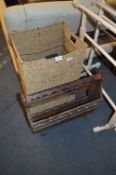 Wicker Linen Basket, Magazine Rack and Backgammon Game