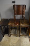 Two Barley Twist Occasional Tables, an Occasional Table and a Three Drawer Cabinet