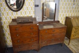 Oak Four Height Chest of Drawers and a Dressing Table