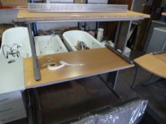 *Pair of Beech Topped Straight Desks on Silver Legs