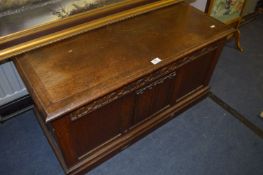 Oak Blanket Box with Linen Fold Panels