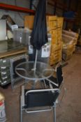 *Tesco Hawaii Six Piece Patio Furniture Set Comprising of Circular Glass Topped Table, Parasol and