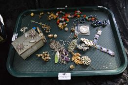 Tray Lot of Costume Jewellery Including Silver Bracelet
