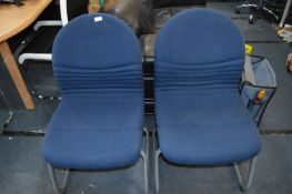 *Pair of Blue Upholstered Reception Chairs