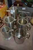 Five Pewter Mugs and One Oldhall Mug