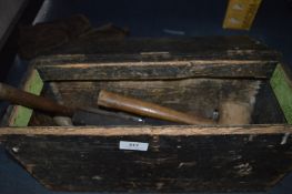 Pine Box Containing Vintage Handtools