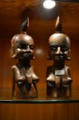Pair of Carved Wood African Figurines