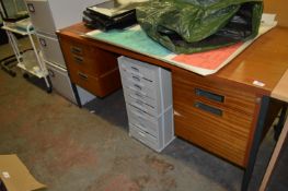 Sapelli Mahogany Double Pedestal Desk and Filing Drawers