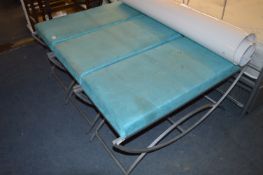 Set of Three Blue Leather Upholstered Metal Framed Benches
