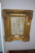 Gilt Framed Marble Effect Relief Plaque