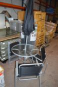 *Tesco Hawaii Six Piece Patio Furniture Set Comprising of Circular Glass Topped Table, Parasol and