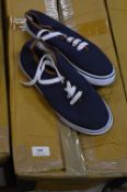 *Twenty Five Pairs of Converse Style Shoes (Blue and Tan) Size: 6