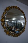 Gilt Framed Circular Bevelled Edge Wall Mirror