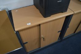 *Beech Effect Office Storage Cupboard with Sliding Doors