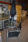 *Tesco Hawaii Six Piece Patio Furniture Set Comprising of Circular Glass Topped Table, Parasol and