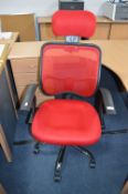 *Red Upholstered Swivel Office Armchair