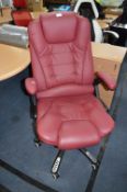 *Red Leatherette Swivel Armchair