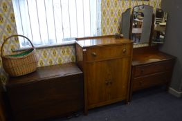 Oak Drop Leaf Table, Walnut Tallboy and a Two Drawer Dressing Table