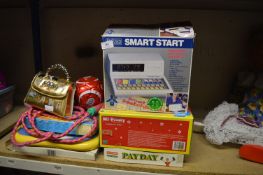Nine Assorted Toys Including V-tech Smart Start, Skipping Ropes, Paydays, etc.