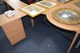 *L-Shaped Beech Effect Single Pedestal Desk