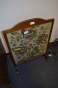 Oak Framed Fire Screen with Woolwork Panel