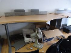 *Beech Topped Shaped Desk on Silver Base